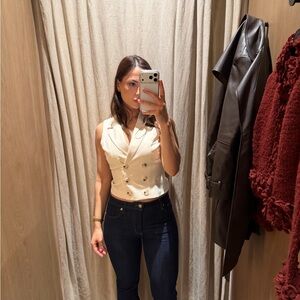 Aqua Cream Double-Breasted Vest